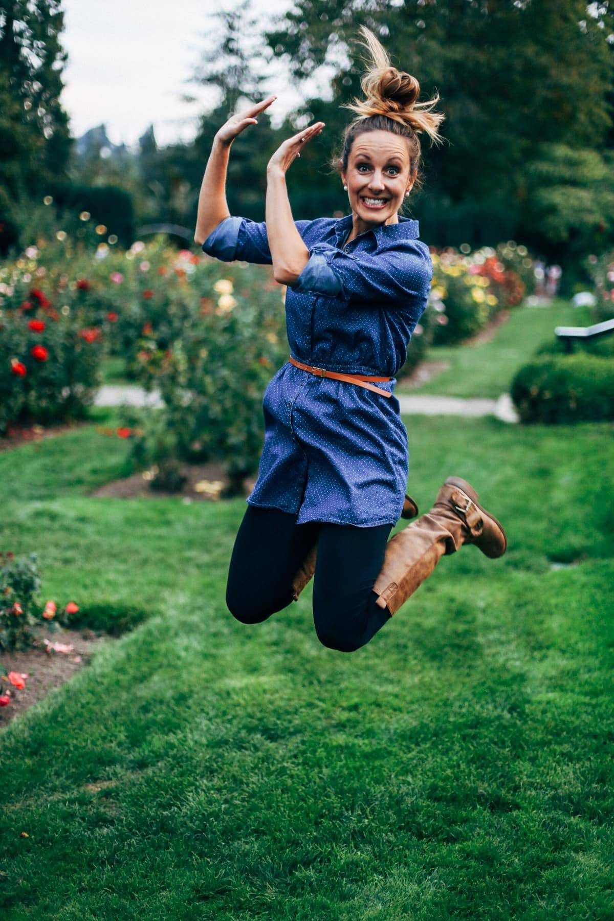 Woman jumping.